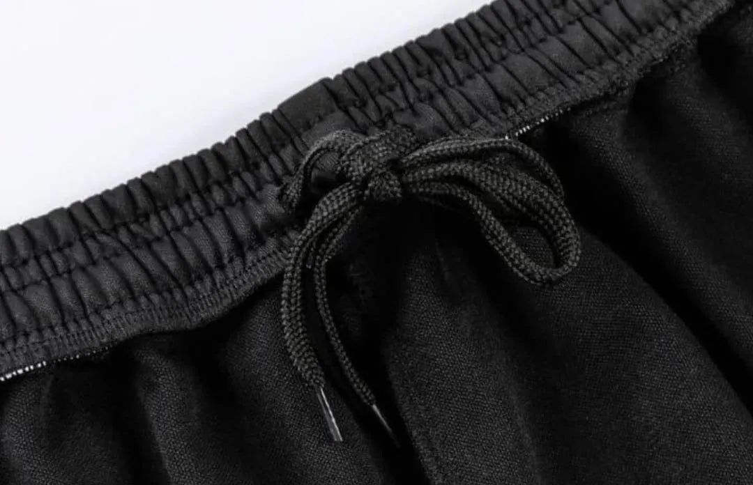 Men Black Striped Jersey Track Suit with White Sneakers